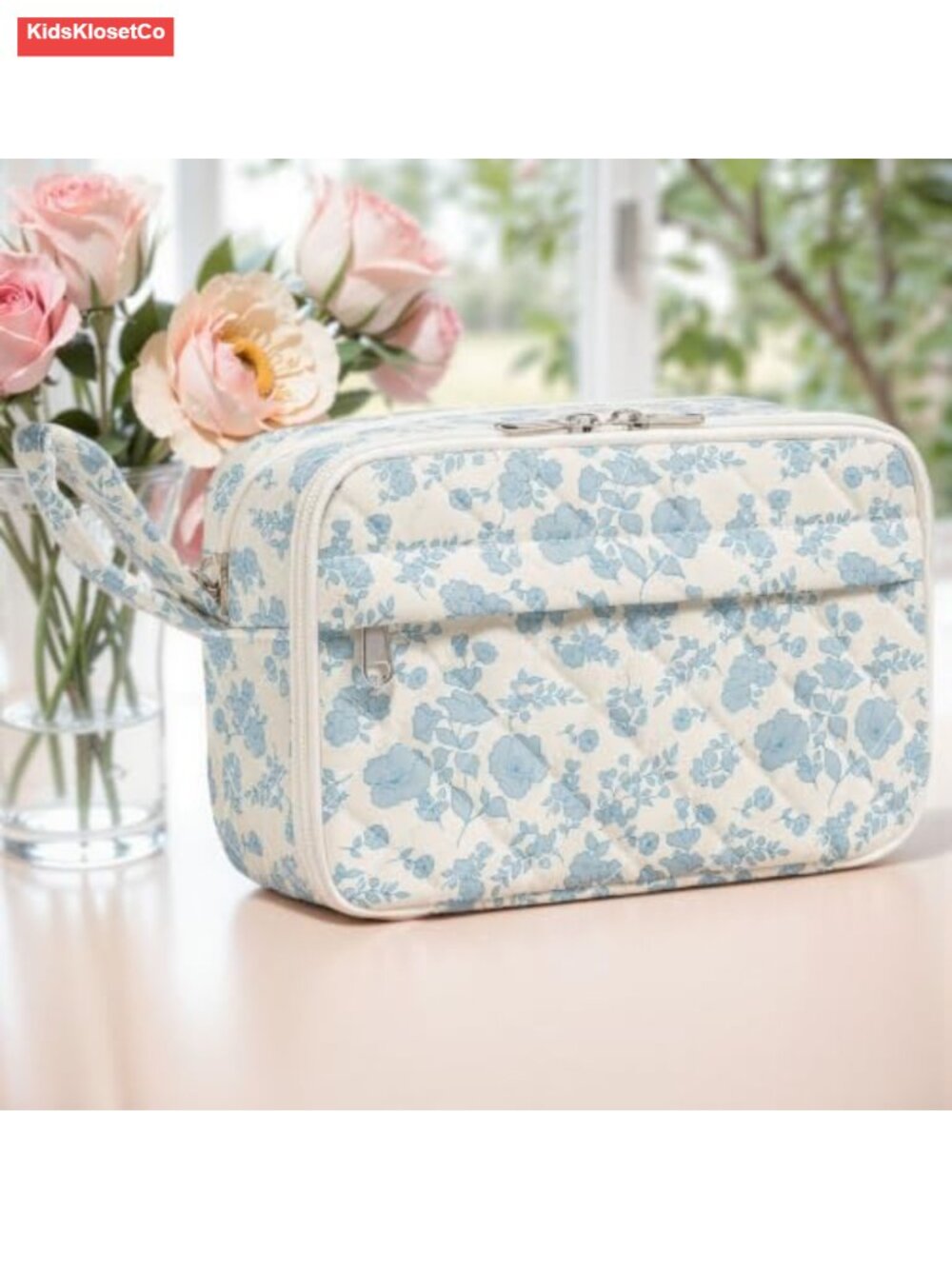 Quilted Pencil Pouch with Compartments, Large Pencil Case Organizer